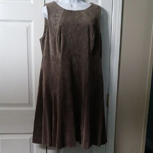 Ivanka Trump taupe faux thick suede midi dress Sz 14W NWOT